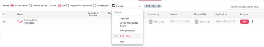 Filtering by label
